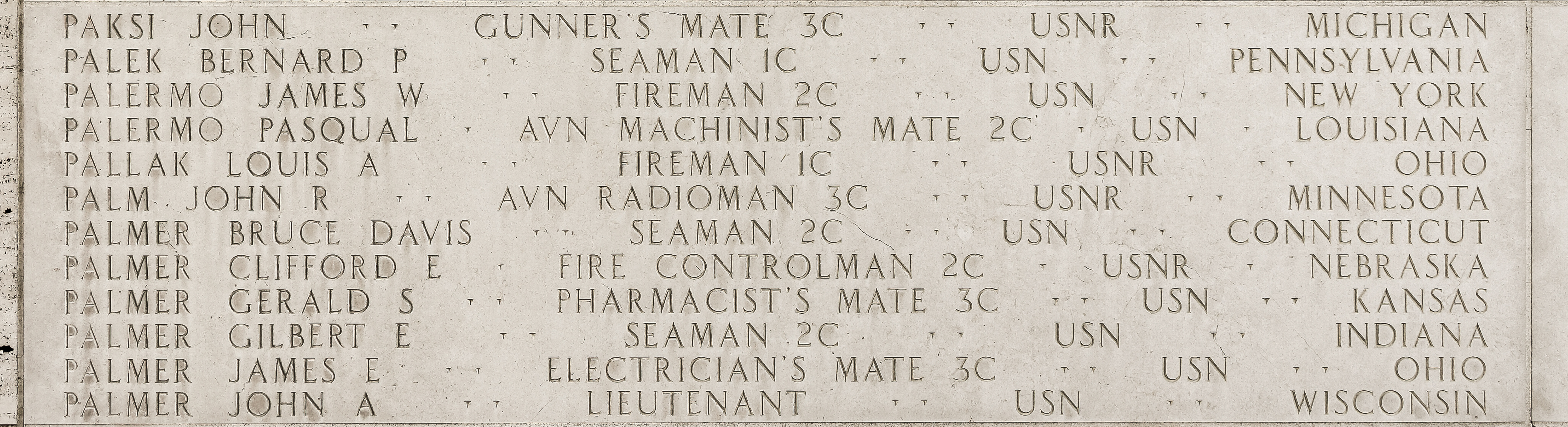 Clifford E. Palmer, Fire Controlman Second Class